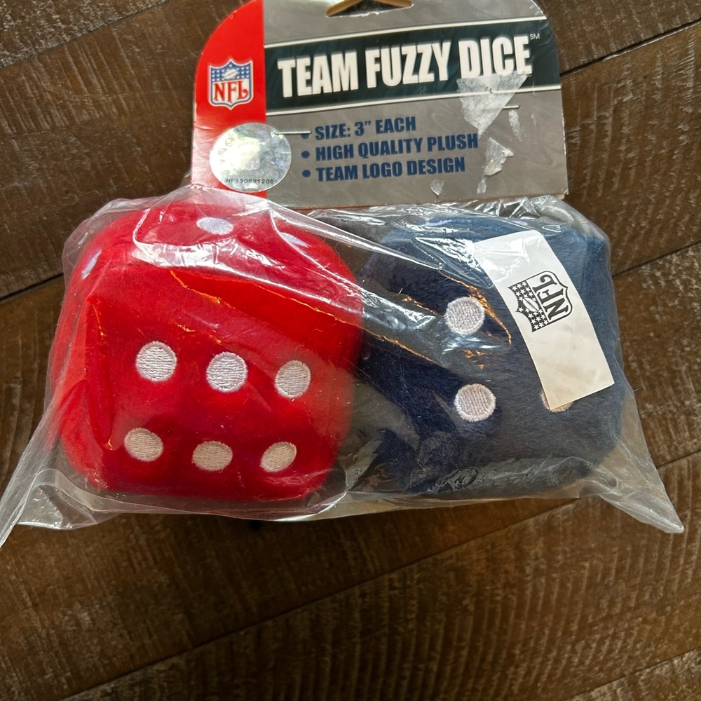 NFL Team Fuzzy Dice Set - Red and Blue